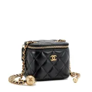 Chanel Black Quilted Lambskin Mini Pearl Crush Mini Vanity Case Gold Hardware 1:1 Original Quality #9999921203