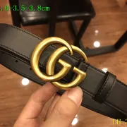 Leather Men's Gucci AAA+ black Belts double G buckle 3.8cm #9111462