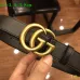 Leather Men's Gucci AAA+ black Belts double G buckle 3.8cm #9111462