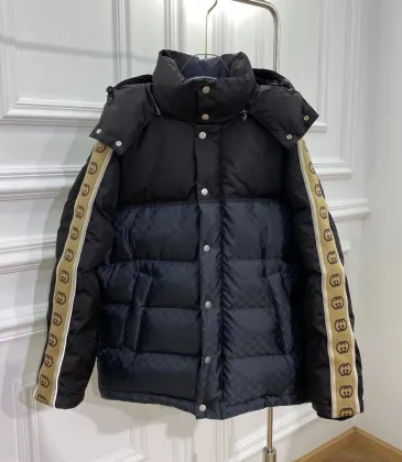 Gucci side logo ribbon GG dark jacquard down jacket #99874779