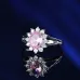 Popular fashion simple white gold heart-shaped pink opal ring #999914512