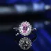 Popular fashion simple white gold heart-shaped pink opal ring #999914512