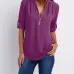 V-neck zipper large size women's long-sleeved sleeves loose chiffon shirt (S-5XL) #9116411