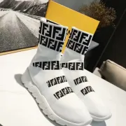 Unisex 2018 Fendi FF Printed knit casual sock boots white #9107112