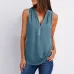 Solid color zipper half-open collar 2021 hot sale women's T-shirt Sleeveless (17 colors) S-5XL-$9.9 #99904357