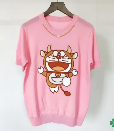 Women doraemon T-shirt Ice silk cotton Length 58cm Bust 88cm Shoulder 36cm Sleeve 21cm White/black/Pink #99902564